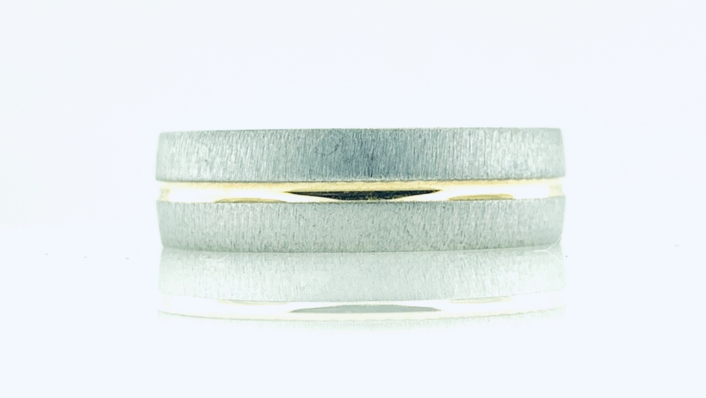 [372207/4.0/AMA18/4] ARGOLLA  MATE ARENADO AMA SOBRE BCO BRILLANTE (Oro amarillo 18kt, 4mm, 4.0)