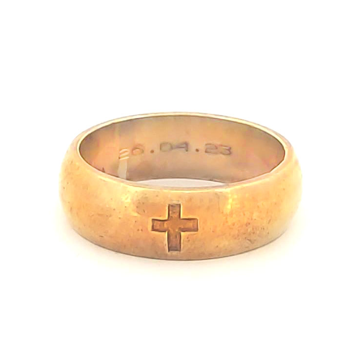 [372118/4.0/AMA18/4] ARGOLLA AMA LUSTRE CON CRUZ  (Oro amarillo 18kt, 4mm, 4.0)