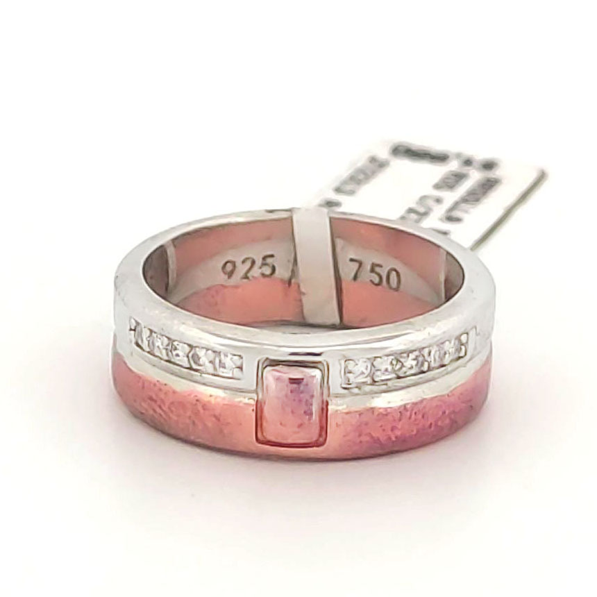 [372313/4.0/ORO24/4] ARGOLLA BITONO BCA Y ROSA C/ZIRCONIAS (Oro Puro (24Kt), 4mm, 4.0)