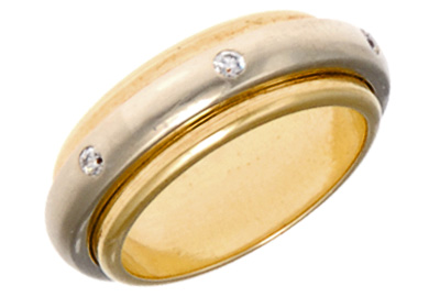 [0001092/4.0/AMA18/6] ARGOLLA CENTRO BLANCO MATE SOBRE AMARILLO CON CIRCONIAS (372001) (Oro amarillo 18kt, 4.0)