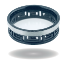 [372138/4.0/AMA18/4] ARGOLLA FILO BLANCO MATE GRECA NEGRA CON ORIFICIO (Oro amarillo 18kt, 4mm, 4.0)