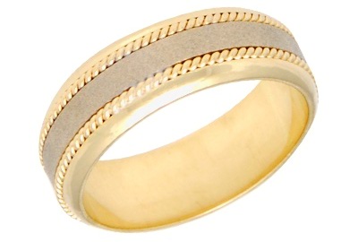 [372202/4.0/AMA18/4] ARGOLLA MATE AL CENTRO DOBLE ENCARRETILLADO (Oro amarillo 18kt, 4mm, 4.0)