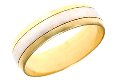 [372223/4.0/AMA18/6] ARGOLLA MEDIA CAÑA LISA BRILLANTE BITONO (Oro amarillo 18kt, 4.0)