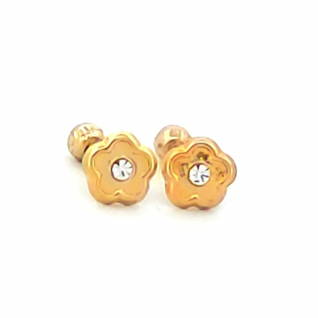 [353355] BROQUEL MINI FLOR LUSTRE CON GEMA 10K